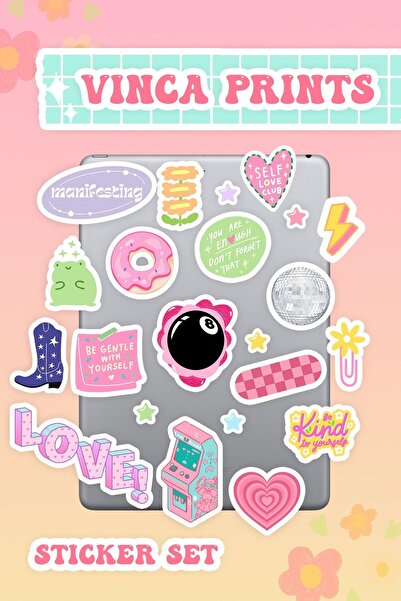 Vinca Prints مجموعة ملصقات للكمبيوتر المحمول مكونة من 22 قطعة من ملصقات ماك بوك والكمبيوتر المحمول والهاتف والكمبيوتر اللوحي ومجموعة ملصقات دفتر الملاحظات