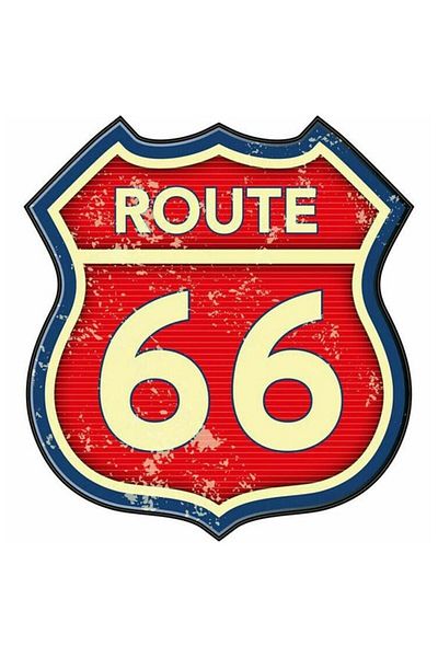 MegaSticker Route 66 Autocolant Auto, Motocicletă, Cască, Laptop, Parbriz 12x10 Cm