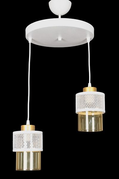 Fer Avize Fantastic Modern Design Pendant Lamp White Color Honey Glass Living Room - Kitchen - Bedroom 2-Piece Chandelier