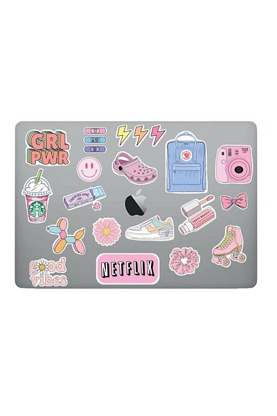 ENGINPRINT Anti-Scratch Water Resistant Pinky Themed Laptop & Tablet Sticker Set
