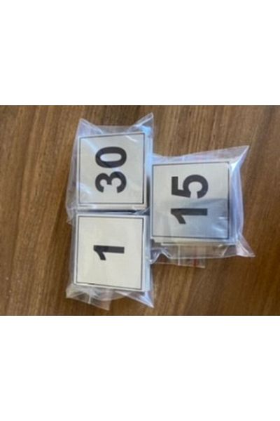 Orse Reklam رقم الطاولة، رقم الخزانة المعدني 1 - 40 (5 × 5 سم مع مادة لاصقة في الخلف)