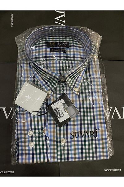 SÜVARİ Πουκάμισο με μακρυμάνικο καρό σχέδιο Slim Fit