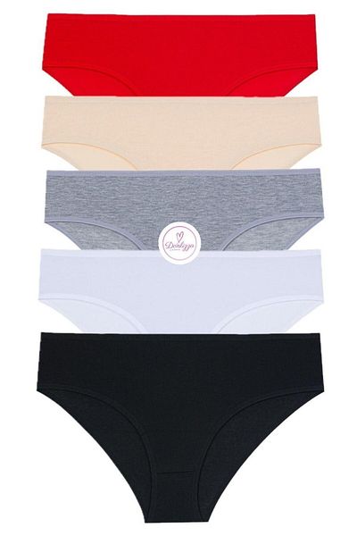 DONLİZZA Solid Color Cotton Women's Panties 5 Pieces