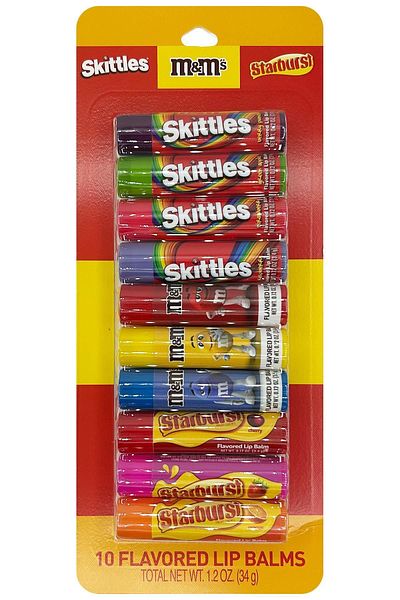 TASTE Beauty 10 Pieces Skittles M&M's Starburst Lip Balm - Lip Balm Assortment Pack