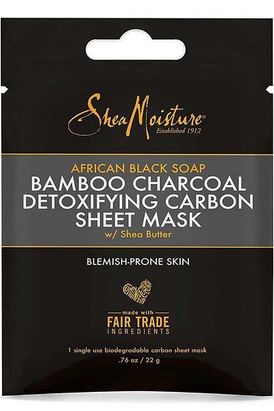 Shea Moisture African Black Soap And Bamboo Charcoal Detox Sheet Mask Disposable