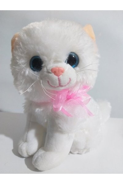 Empressco Pelüş Miyavlayan Kedi Papyonlu Peluş Kedi 24 Cm