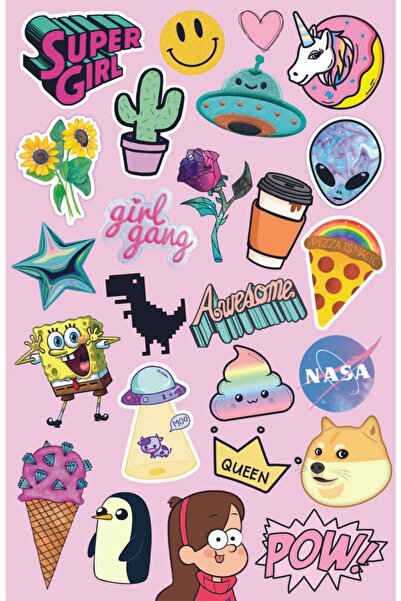 Limitless Design Pink Temali Laptop Telefon Notebook Tablet Sticker Seti