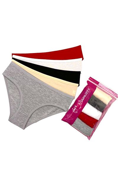 DONLİZZA Solid Color Cotton Women's Panties 5 Pieces