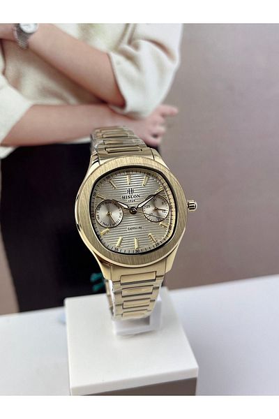 Hislon GOLD WOMEN'S WRISTWATCH SAPPHIRE (NON-STREAT) GLASS 3 ATM WATERPROOF