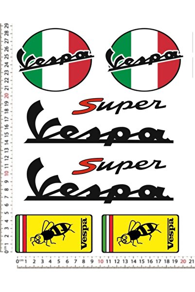 Phoenix VESPA SUPER MOTORSIKLET KASK STICKER ÇIKARTMA SETI