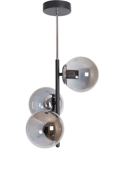 Fer Avize Black Chrome Colored Ivy Design - 3-Piece Chandelier Case with Smoked Glass Living Room and Kitchen Bedroom