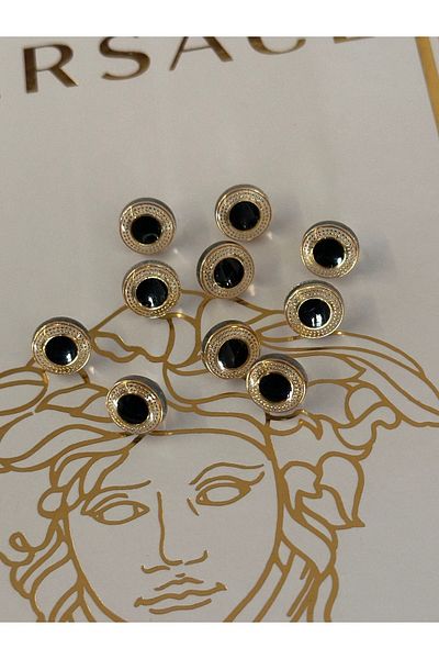 ODDA TASARIM ATÖLYESİ Shirt button with black rounded gold border in the middle