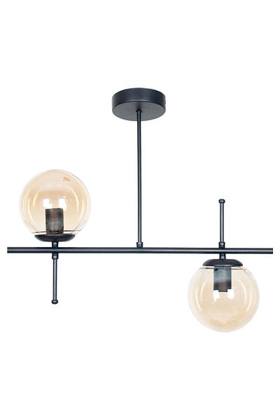 Fer Avize Cello Modern Design Metal Black Color Honey Glass Dining Table Top - Living Room 2-Piece Chandelier