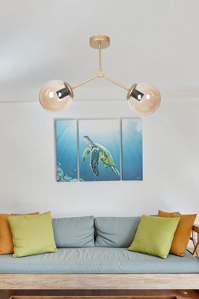 Fer Avize Focus Modern Design Living Room - Kitchen - Cafe - Hall - Bedroom Antique Color Honey Glass Chandelier of 2