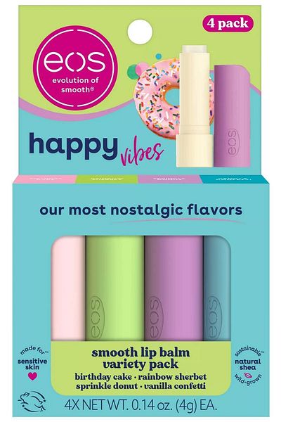 Eos Happy Vibes 4 Pieces Lip Balm - Lip Balm Assortment Pack