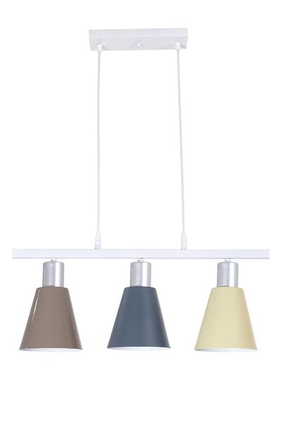 Fer Avize Trendy Modern Design Cafe Kitchen Living Room Brown Anthracite Cream Colored 3-Piece Chandelier
