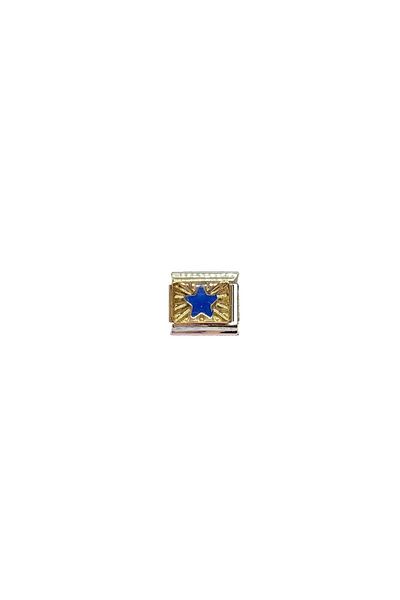 Kaeria Accessory Steel Blue Star Detailed Italian Charm Attachment Link