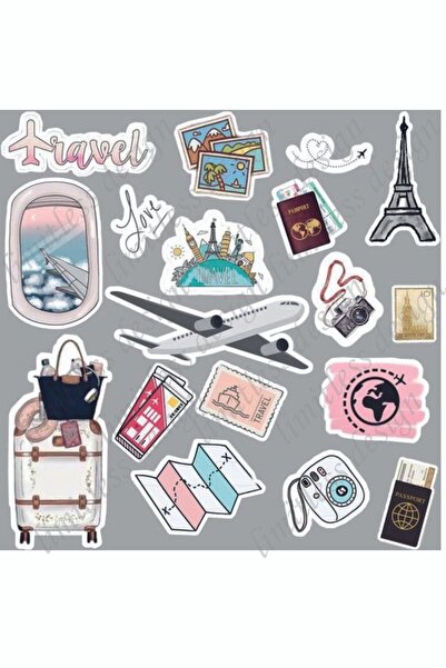 Kopisan Travel Gezmek Tatil World Seyahat Bavul Valiz Temalı Laptop Tablet Telefon Defter Sticker Seti