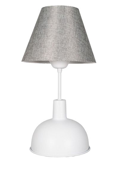 Fer Avize Prague Modern Design Gray Headed White Base Lampshade - Table - Night Lamp
