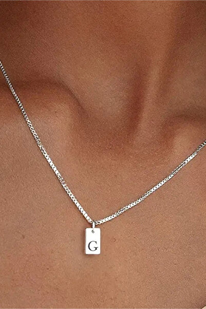 Azuris Silver 925K GÜMÜŞ GURMET ZİNCİR PLAKA HARFİ HARFLİ KOLYE G