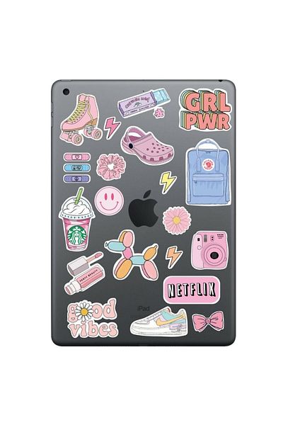 ENGINPRINT Anti-Scratch Water Resistant Pinky Themed Laptop & Tablet Sticker Set