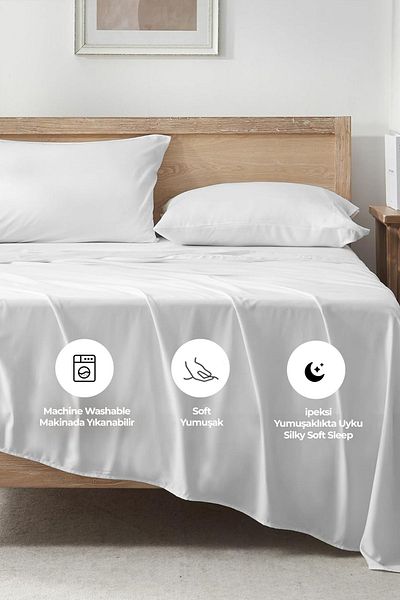 Evlen Home Collection Σεντόνια Διπλό Βαμβακερό 3 Τεμάχια Λευκό 240x260 cm Alvaro| Σεντόνι ξενοδοχείου με μαξιλαροθήκη