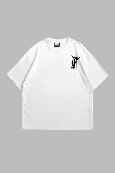 Sekizbiraltı Λευκό Unisex Oversize T-Shirt - Patch Λεπτομερές