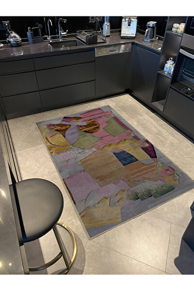 Rugs Modern Halı Shape Koleksiyonu Gri Pembe Tonlar Çok Renkli Dokuma Taban M...
