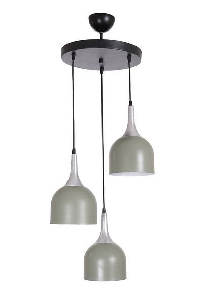 Fer Avize Reina Modern Design Kitchen Living Room Green Color 3-Piece Chandelier with Gray Lampholder