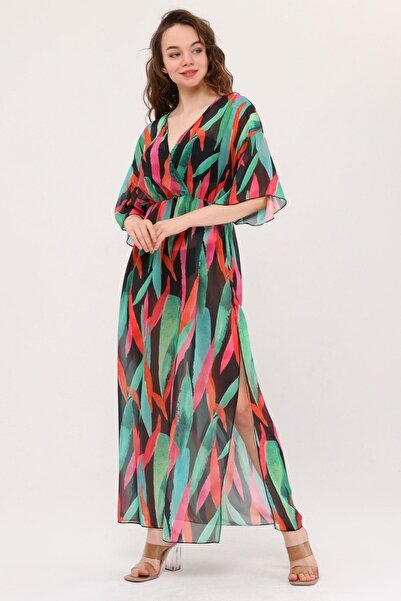 Bolder Lolita Black Green Leaf Pattern Beach Dress