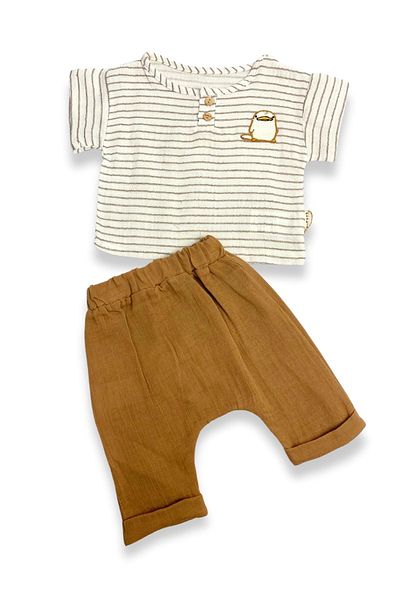 ADABEBEK Striped Muslin Penguin Set for Baby Boy - Set of 2