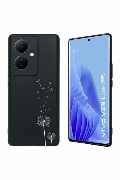vivo V29 Lite 5G Uyumlu Baskılı ve Kamera Korumalı Siyah Silikon Kılıf