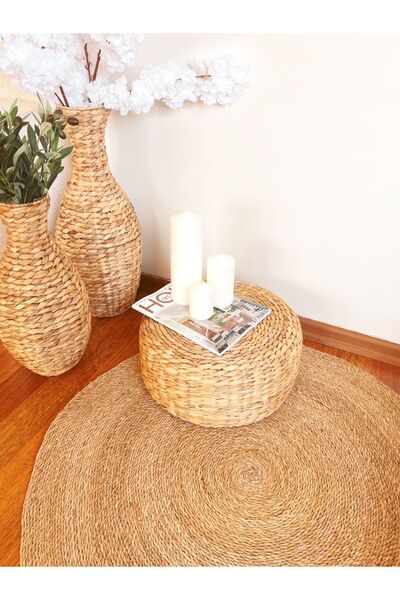KaiHome Bambu Hasır Su Sümbülü Puf/Minder %100 El İşçiliği