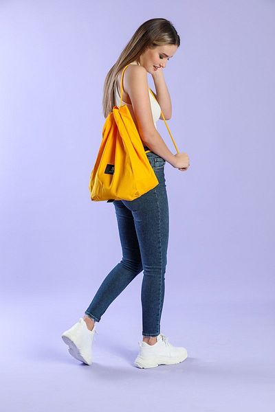 ELEPHANT ÇANTA Yellow Colored Canvas Drawstring Shoulder Strap Rope Drawstring Backpack