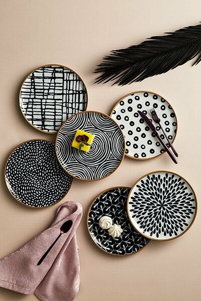 Porland Fractal Round Serving (24cm) and Coffee Cup Set 18 Pieces for 6 People