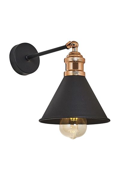 Fer Avize Sara Retro Rustic Articulated Black Color Wall Single Sconce
