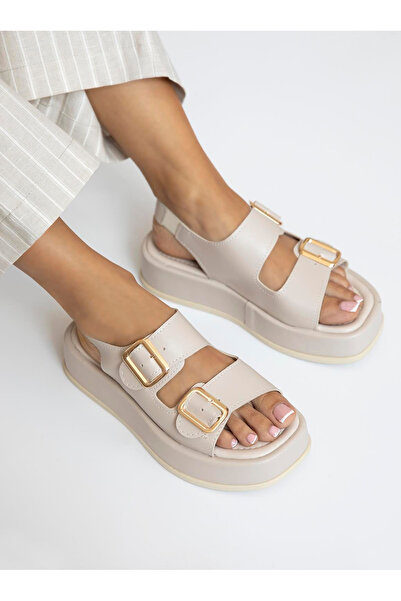 DUXAL SHOES Buckle Wedge Heeled Double Strap Women's Sandals