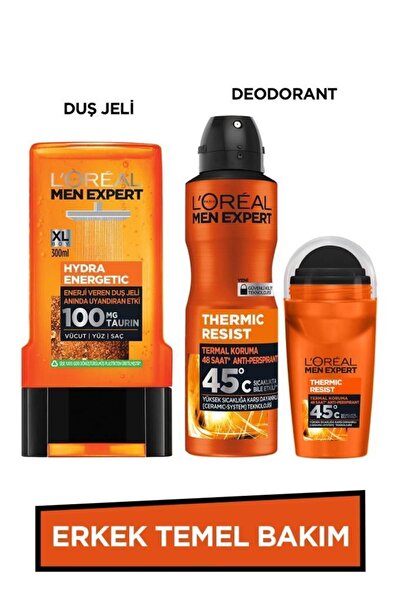 L'Oreal Paris Men Expert Xl Erkek Bakım Seti Hydra Energetic Duş Jeli Yüz Yıkama Jeli Thermic Resist Deodorant Roll On