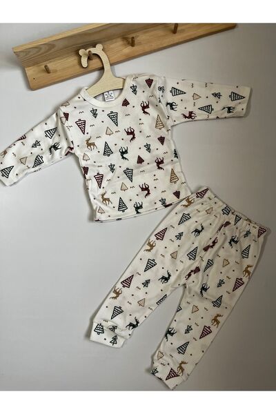 Miraydın Butik Baby Boy Girl Deer Patterned 100% Cotton Pajama Set
