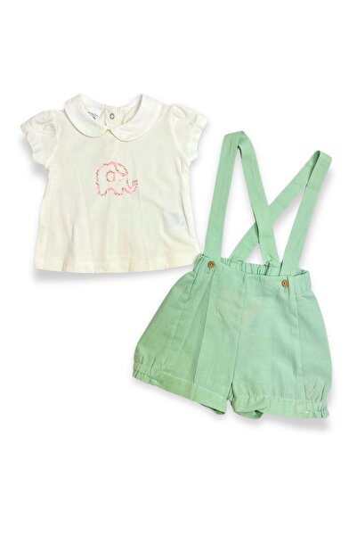 ADABEBEK Elephant 2-Piece Trendy T-Shirt and Suspender Shorts Set for Baby Girl