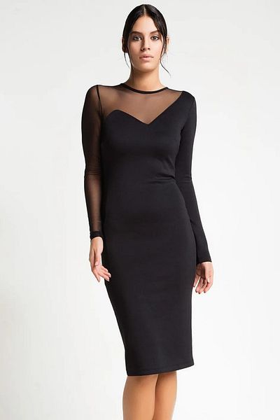 Laranor Tulle Detail Lip Collar Dress