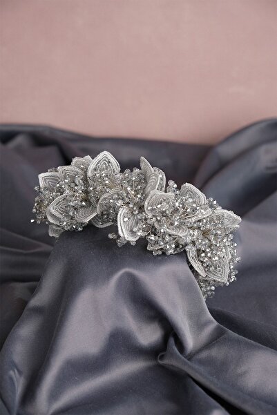 Bride Aksesuar Dünyası Coroana de mireasă cu motive florale din țesătură Cape...