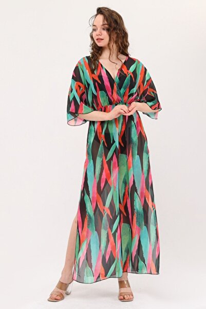 Bolder Lolita Black Green Leaf Pattern Beach Dress