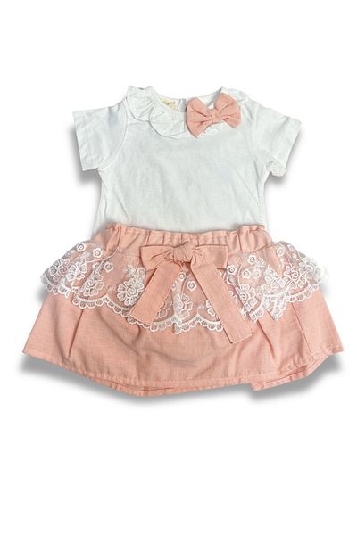 ADABEBEK Lace Bow Collar 2-Piece Set for Baby Girl