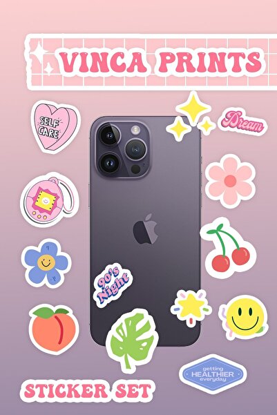 Vinca Prints Laptop Sticker Seti 13 Adet Sticker Macbook Notebook Tablet Telefon Ajanda Defter Sticker Seti