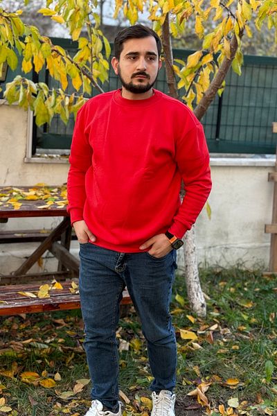 BayBayan Мъжки суитшърт с дълъг ръкав, свободна кройка и голям размер, от памук под 3 нишки