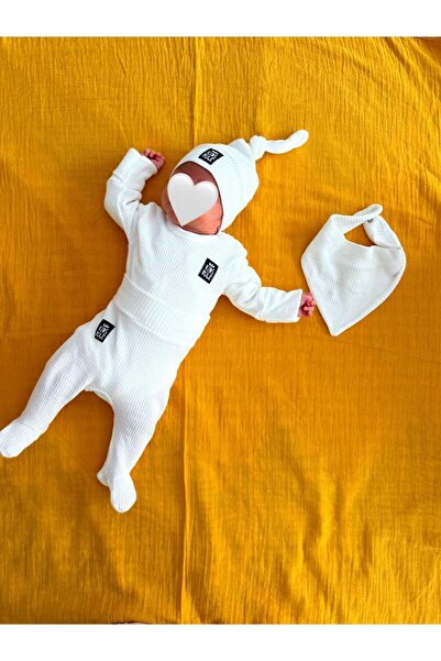 Minimus Yeni Doğan Bebek Takım Kendinden Eldivenli Badi Önlük Şapka Ve Patikl...