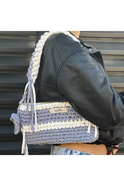 Nora El Örgüsü Penye İp Omuz Çantası