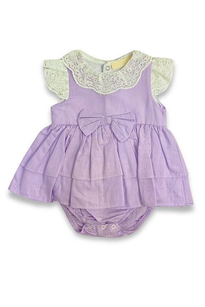 ADABEBEK Baby Lace Detailed Girl's Dress with Snaps from the Bottom