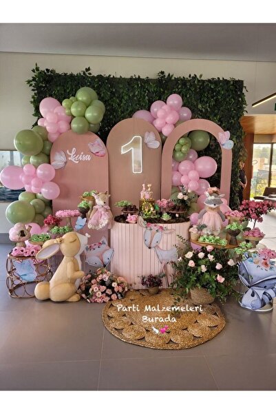 Partimalzemeleriburada Pembe Yeşil Kız Çocuk Doğum Günü Balon Seti 50'li